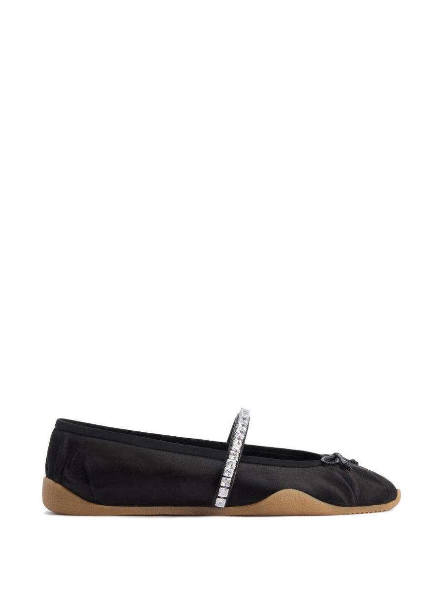 Giuseppe Zanotti Silk Satin Rhinestone Flat Shoes for Women Versatile Day to Night Luxury