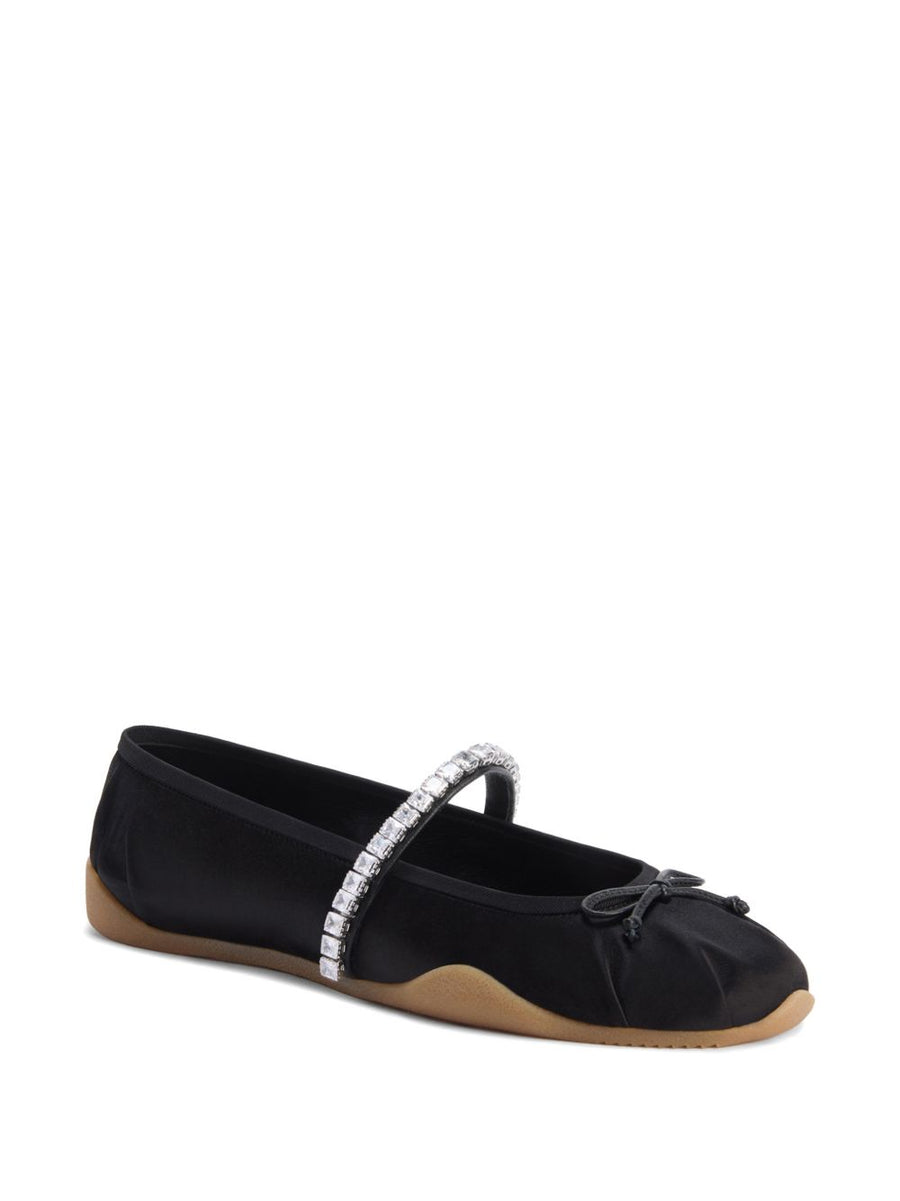 Giuseppe Zanotti Silk Satin Rhinestone Flat Shoes for Women Versatile Day to Night Luxury
