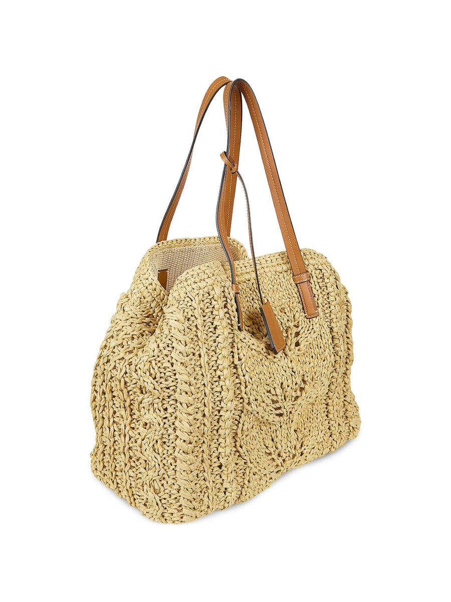 Ermanno Scervino Raffia Tote Bag Luxury Womens Beach Shopper Calf Leather Trim Edition