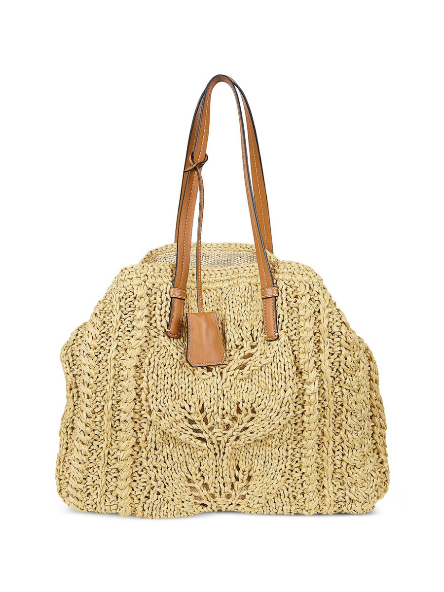 Ermanno Scervino Raffia Tote Bag Luxury Womens Beach Shopper Calf Leather Trim Edition