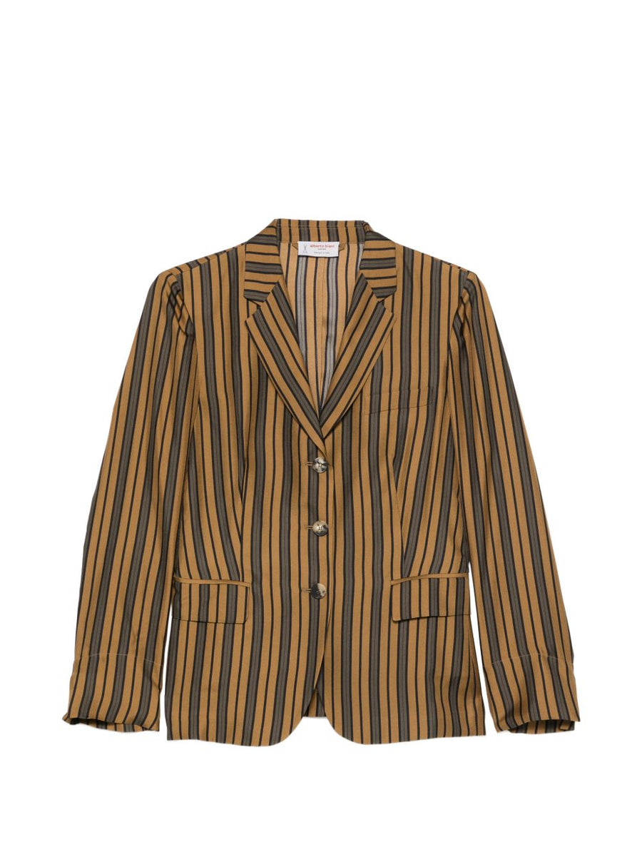 Alberto Biani Silk Striped Blazer Jacket For Women Premium 100 Percent Silk Timeless Tailoring Versatile Workwear