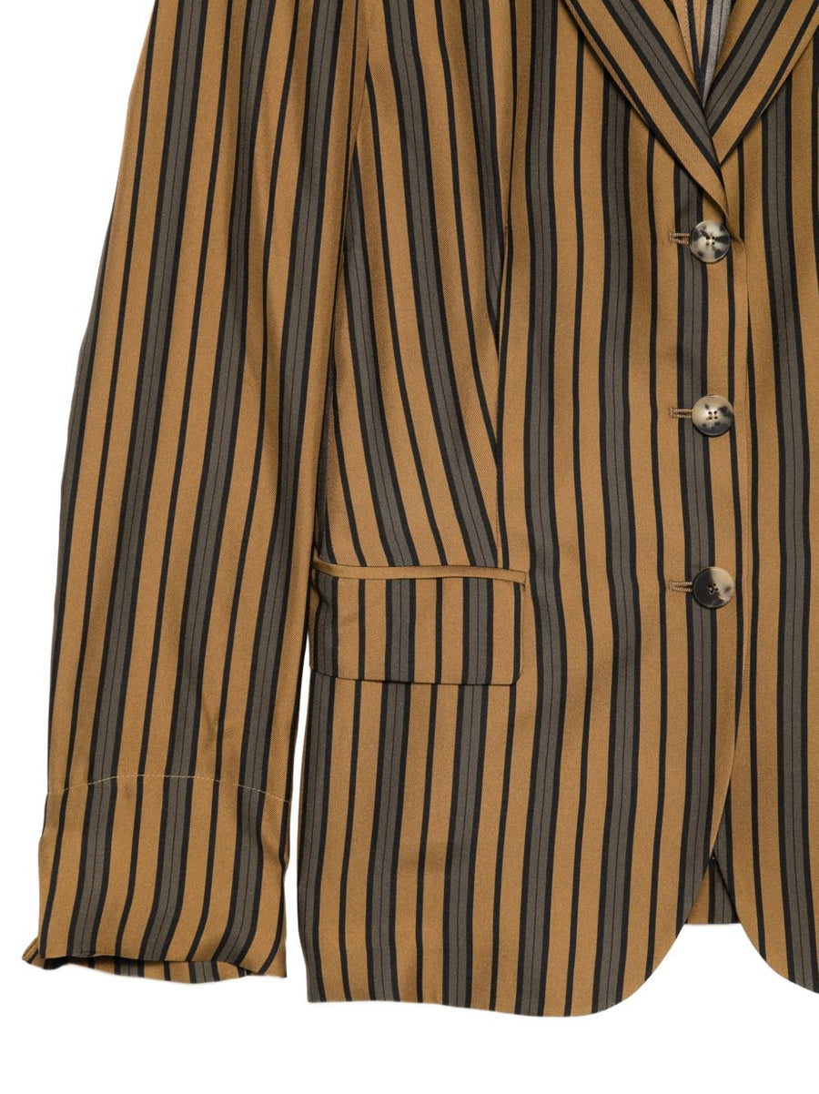 Alberto Biani Silk Striped Blazer Jacket For Women Premium 100 Percent Silk Timeless Tailoring Versatile Workwear