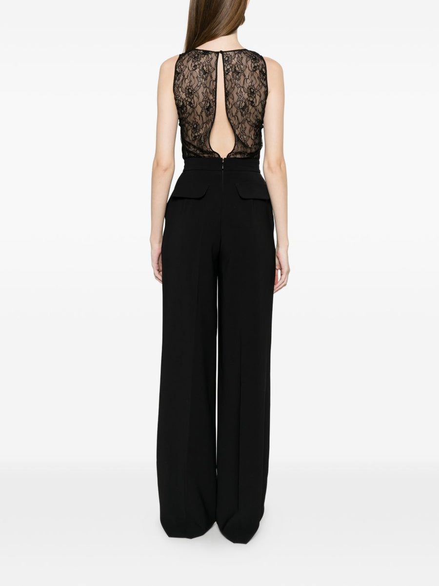 Elisabetta Franchi Long Jumpsuit With Black Sequins Glamorous Eveningwear For Women