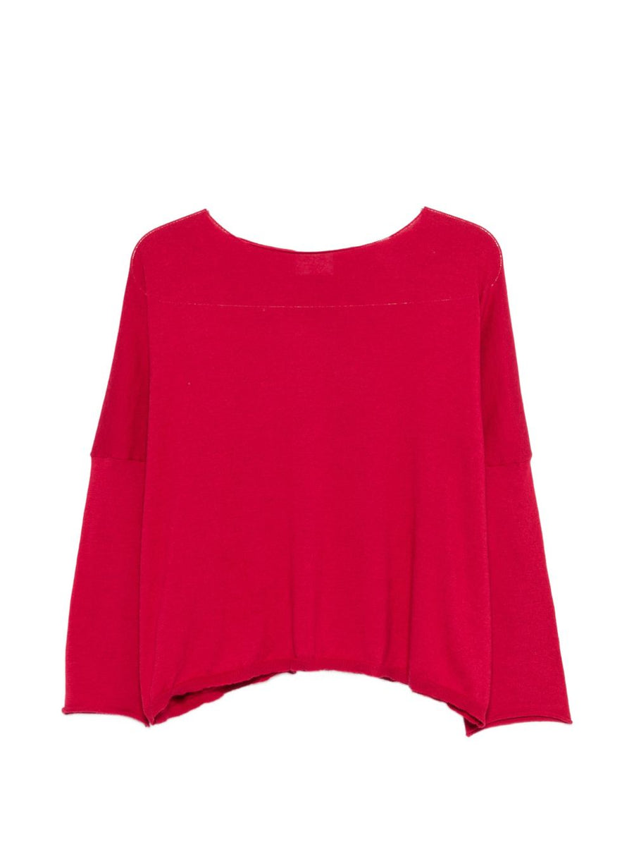 Beyou Cotton Boat Neck Sweater Bordeaux For Women Soft Cashmere Blend With Flattering Wide Sleeves