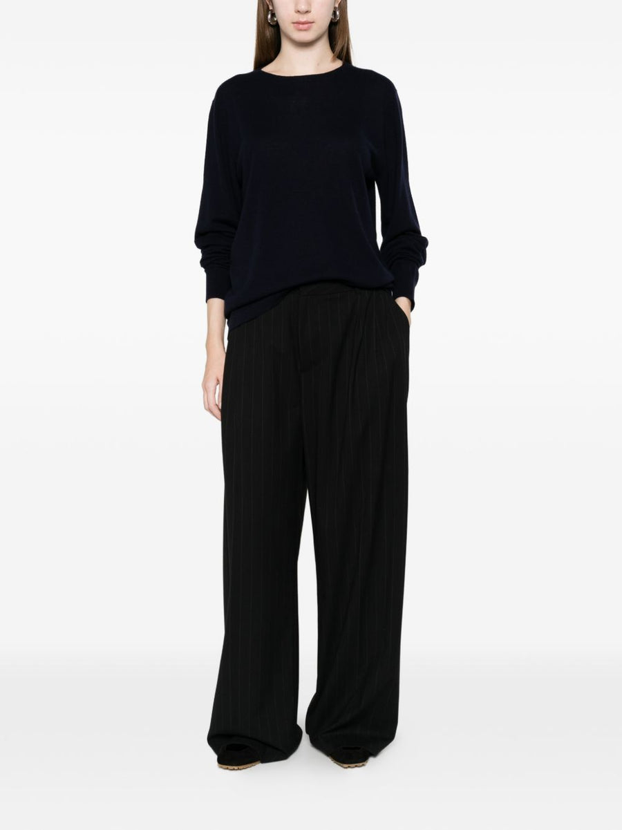 Cashmere Sweater Selfie Navy For Women By Extreme Cashmere Premium Merino Wool Blend Luxury Cozy Knit