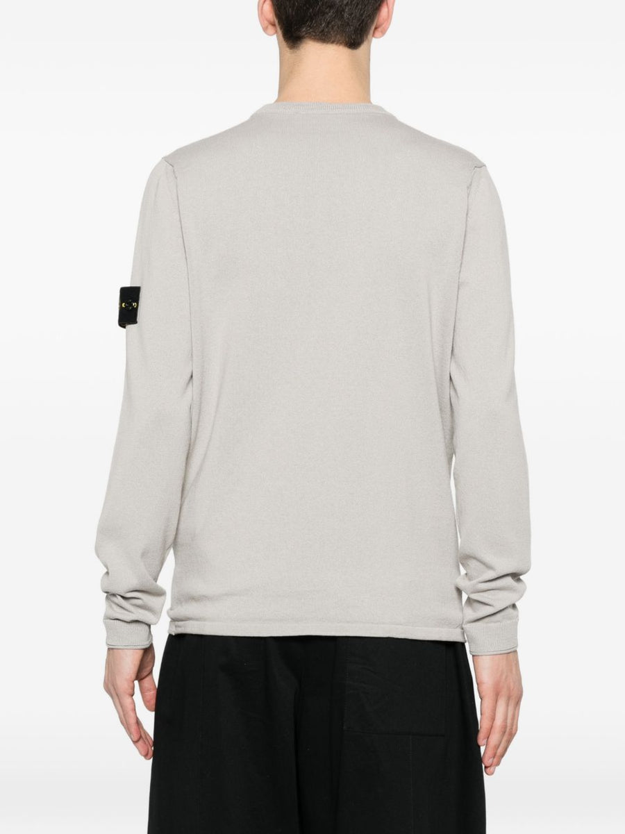 Stone Island Cotton Crewneck Sweater For Men 100 Percent Cotton Knit With Signature Logo Patch Grey