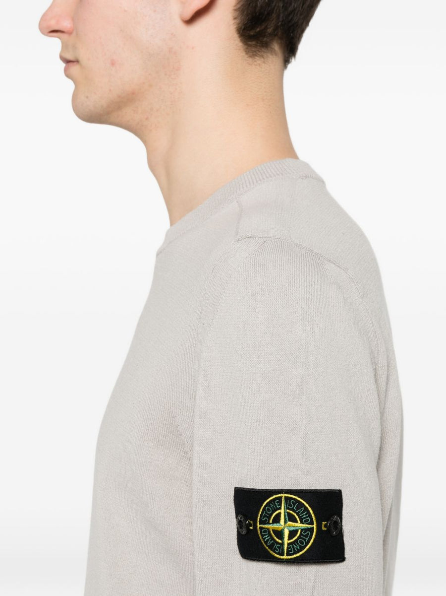 Stone Island Cotton Crewneck Sweater For Men 100 Percent Cotton Knit With Signature Logo Patch Grey