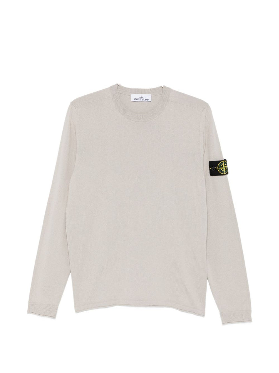 Stone Island Cotton Crewneck Sweater For Men 100 Percent Cotton Knit With Signature Logo Patch Grey