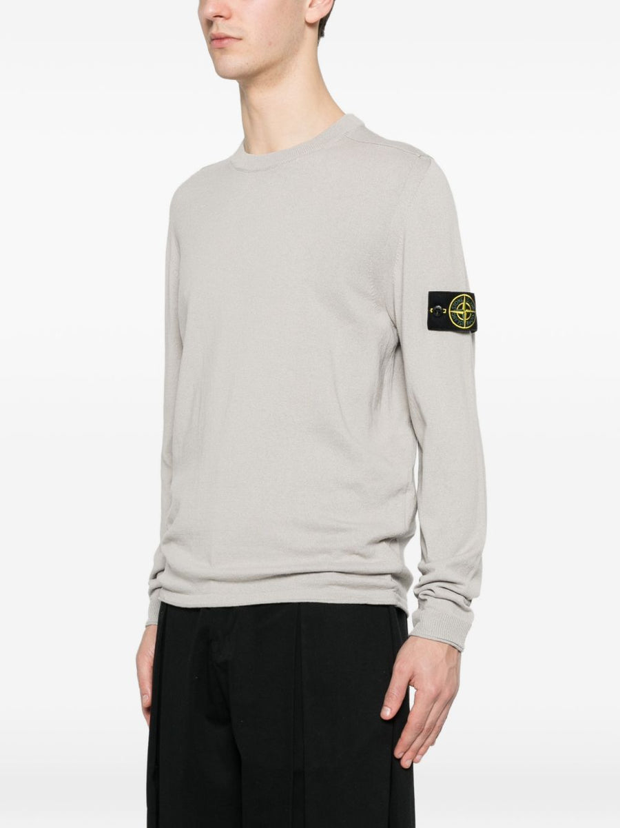 Stone Island Cotton Crewneck Sweater For Men 100 Percent Cotton Knit With Signature Logo Patch Grey