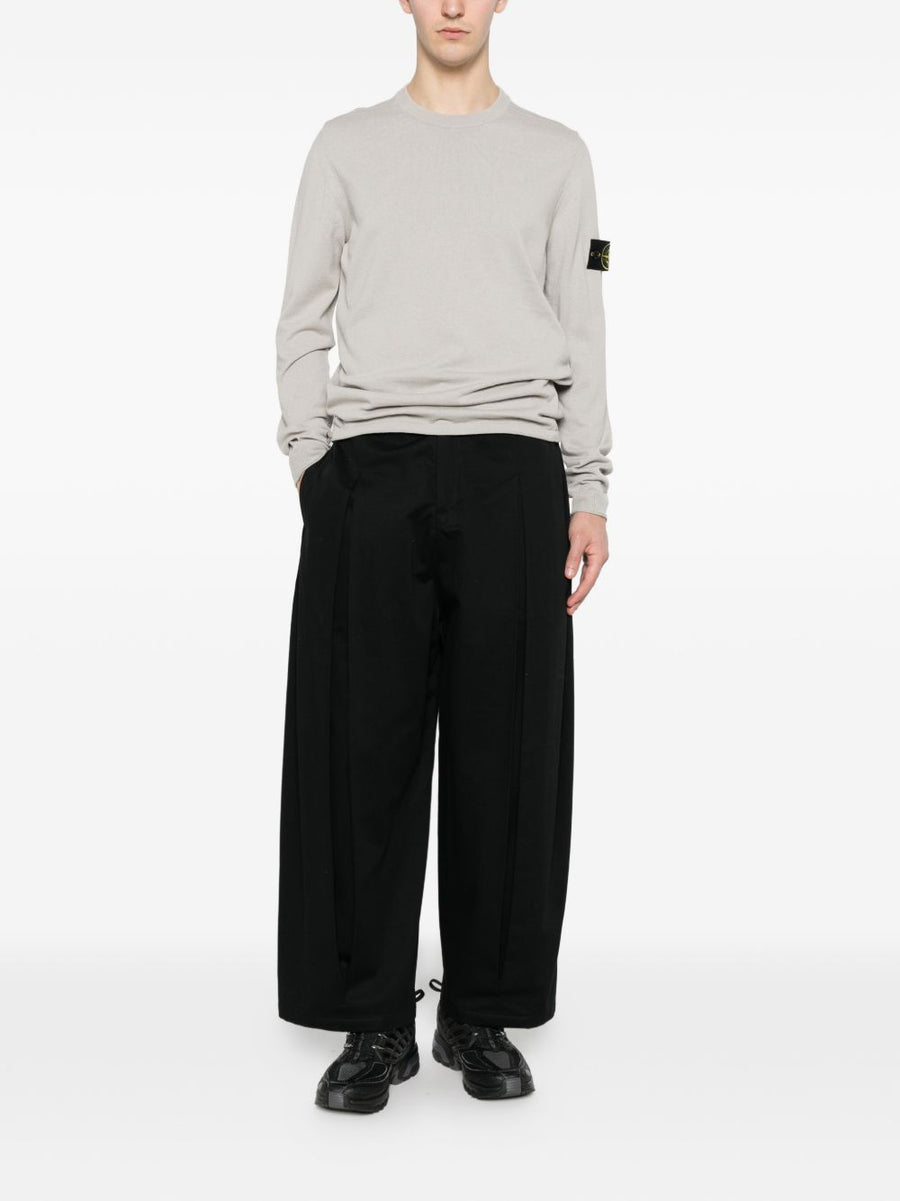 Stone Island Cotton Crewneck Sweater For Men 100 Percent Cotton Knit With Signature Logo Patch Grey