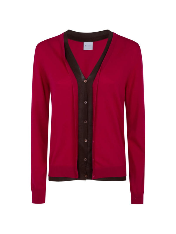 Paul Smith Red Cotton Cardigan with V Neck and Button Front for Women Layered Lightweight Chic