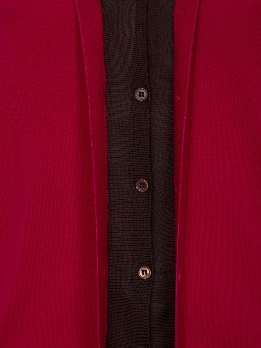 Paul Smith Red Cotton Cardigan with V Neck and Button Front for Women Layered Lightweight Chic