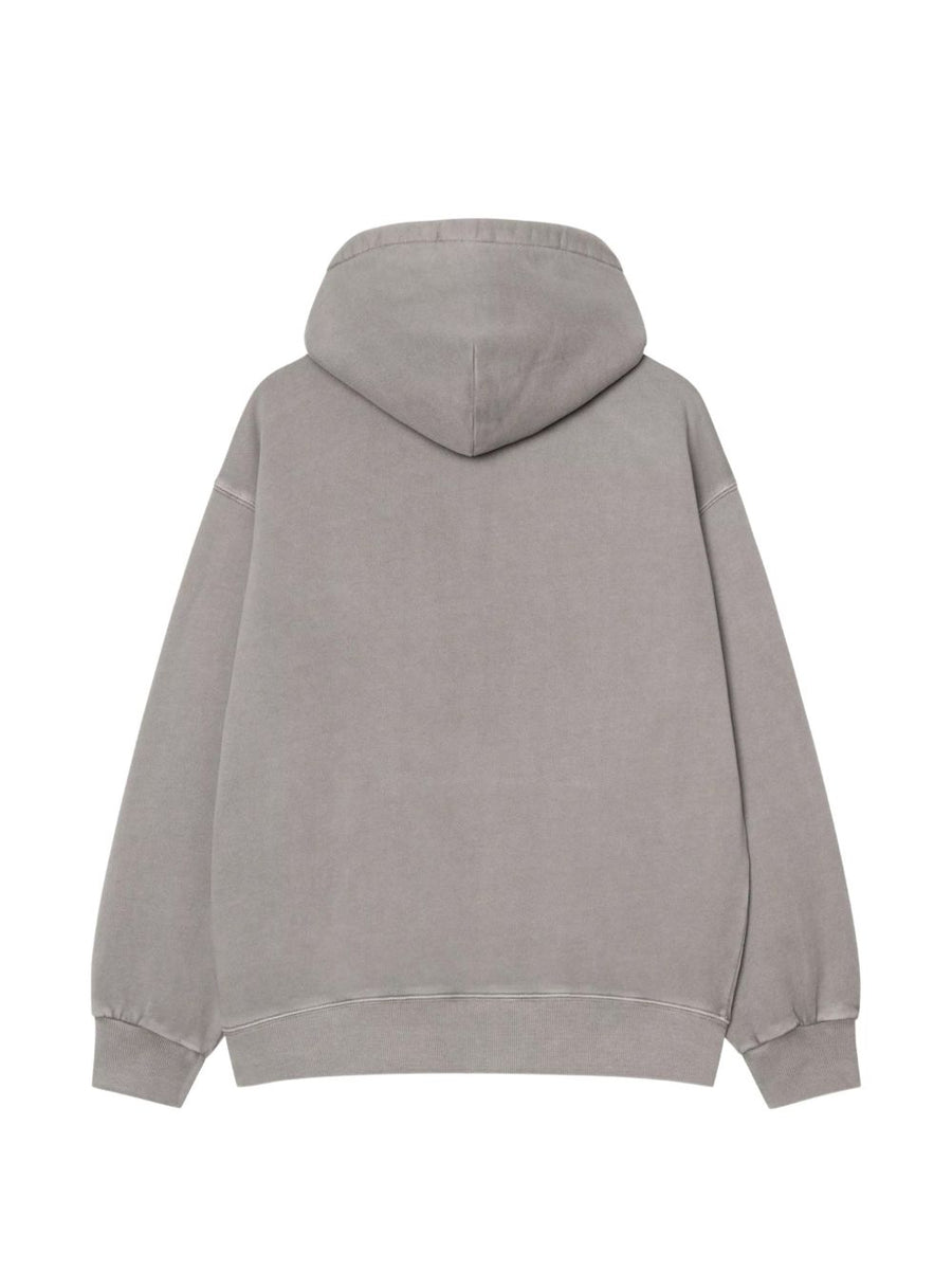 Carhartt WIP Logo Cotton Hoodie For Men Grey 100 Percent Cotton Drawstring Hood Kangaroo Pocket