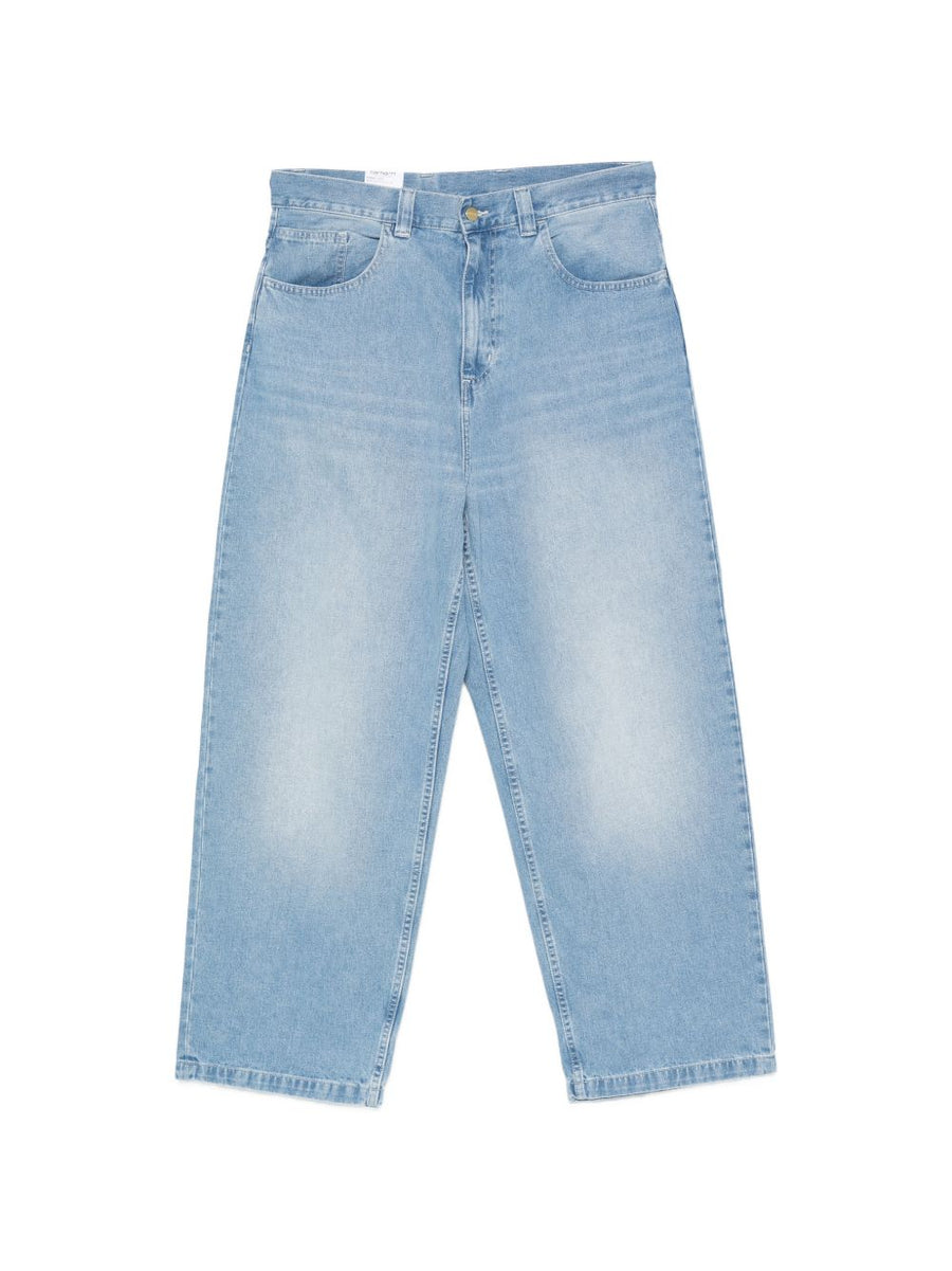 Carhartt WIP Brandon Cotton Jeans Navy Wide Leg Relaxed Fit Five Pocket Style For Men
