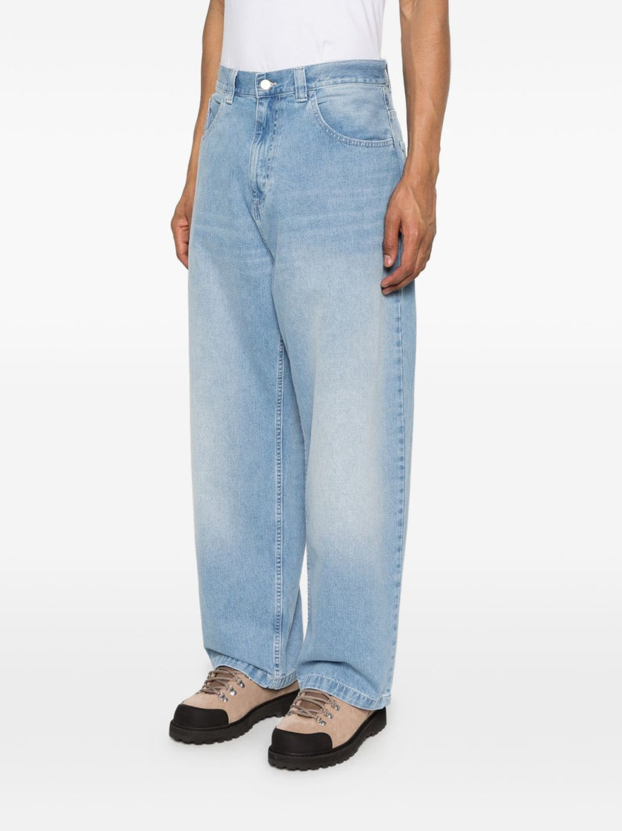 Carhartt WIP Brandon Cotton Jeans Navy Wide Leg Relaxed Fit Five Pocket Style For Men