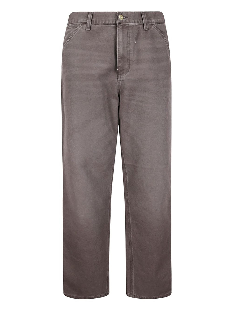Carhartt WIP Grey Cotton Trousers For Men Durable Five Pocket Workwear Classic Everyday