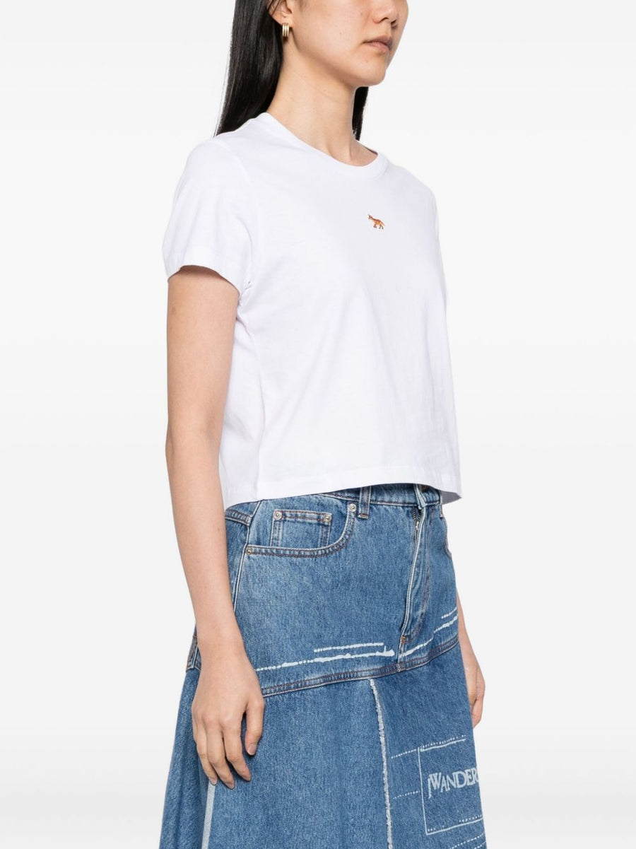 Maison Kitsuné Baby Fox Cotton T Shirt White For Women Crew Neck Short Sleeve Soft Everyday Wear