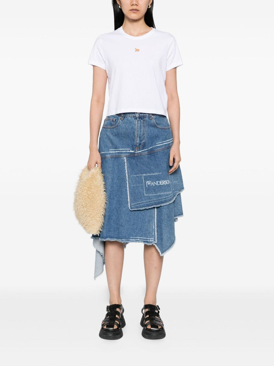 Maison Kitsuné Baby Fox Cotton T Shirt White For Women Crew Neck Short Sleeve Soft Everyday Wear
