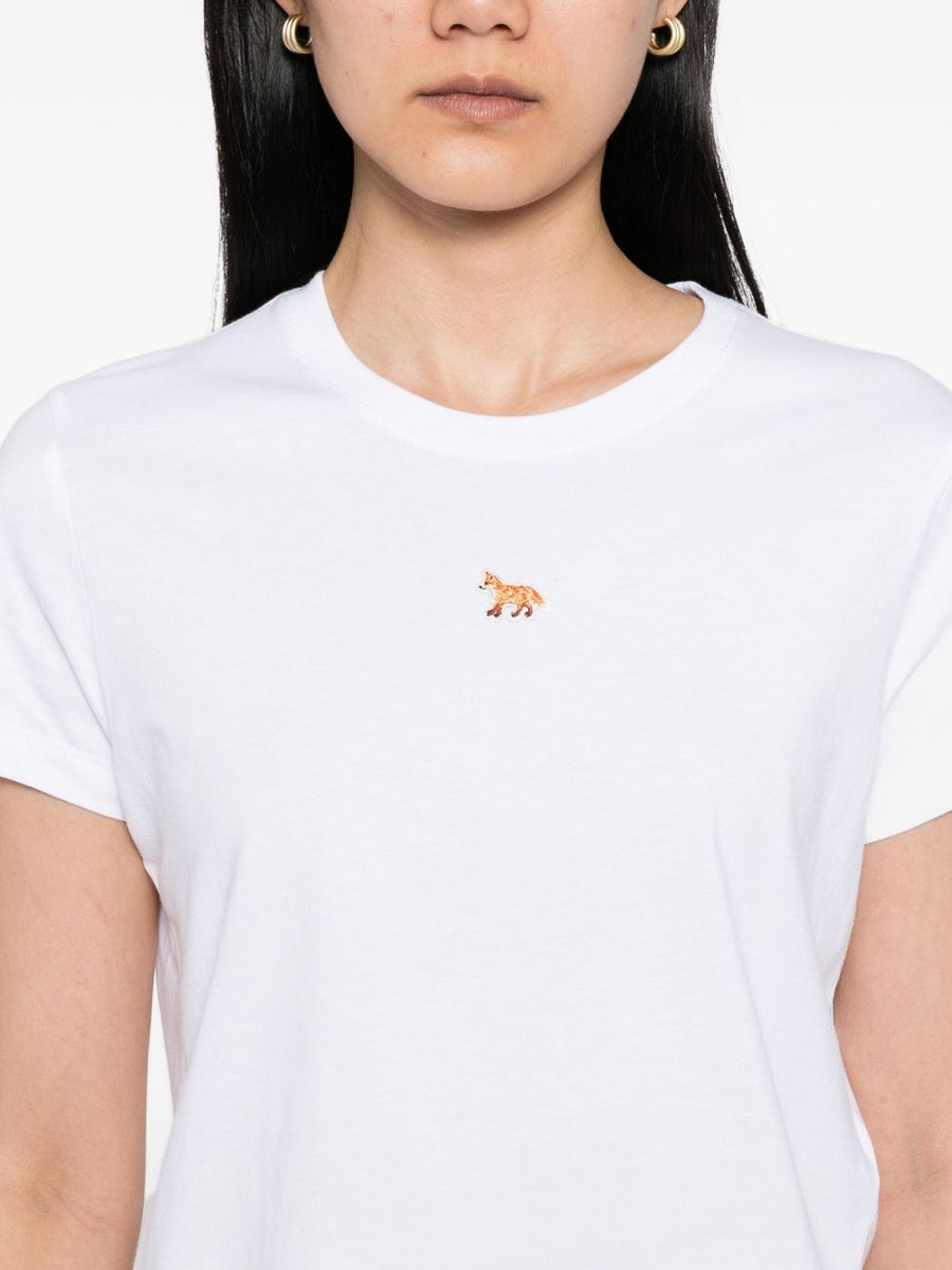 Maison Kitsuné Baby Fox Cotton T Shirt White For Women Crew Neck Short Sleeve Soft Everyday Wear