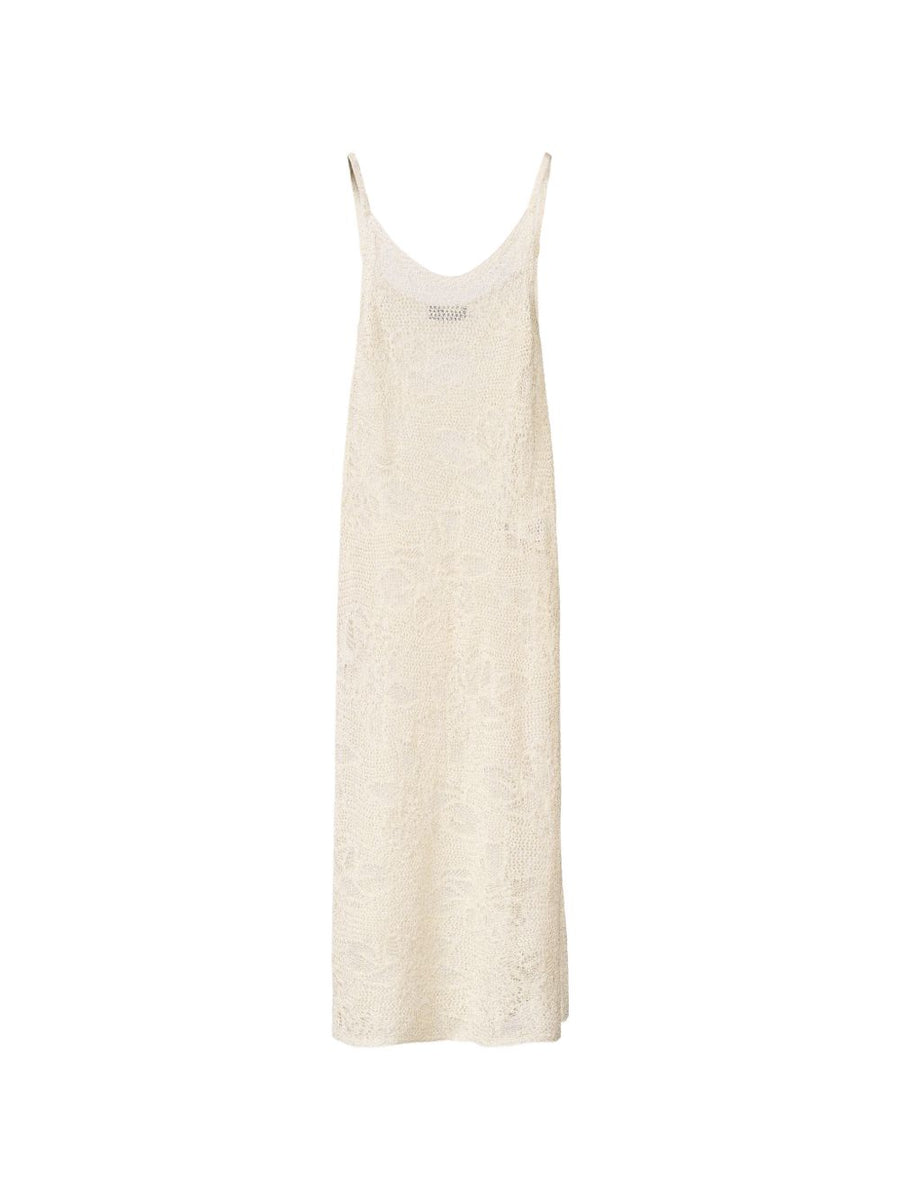 Fabiana Filippi Crochet Midi Dress White Open Knit with Tie Detail for Women Elegant Resort Wear