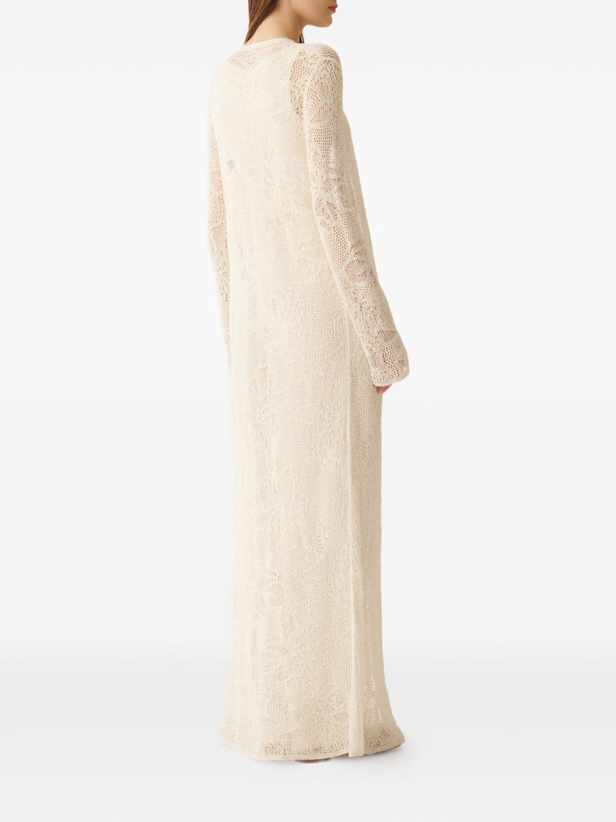 Fabiana Filippi Crochet Long Cardigan Open Front Lightweight White Knitted Tie For Women Versatile Layer