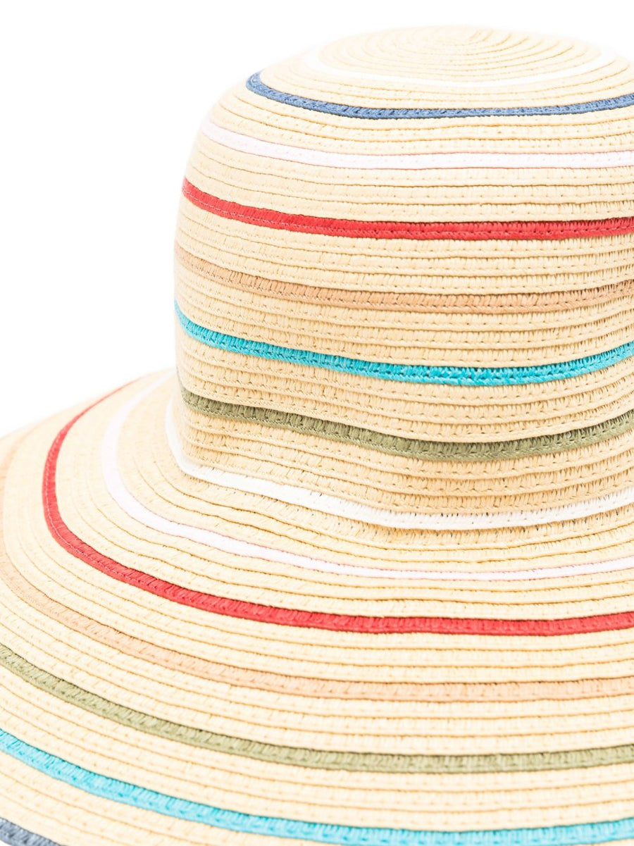 Paul Smith Straw Sun Hat For Women Luxurious Raffia With Wide Brim Beige Stripes Sun Shield