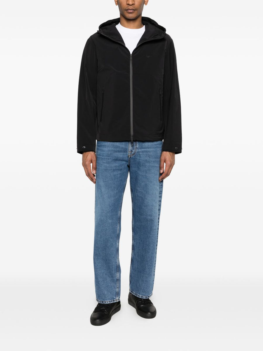 Emporio Armani Mens Hooded Blouson Jacket Black Elastomultiester