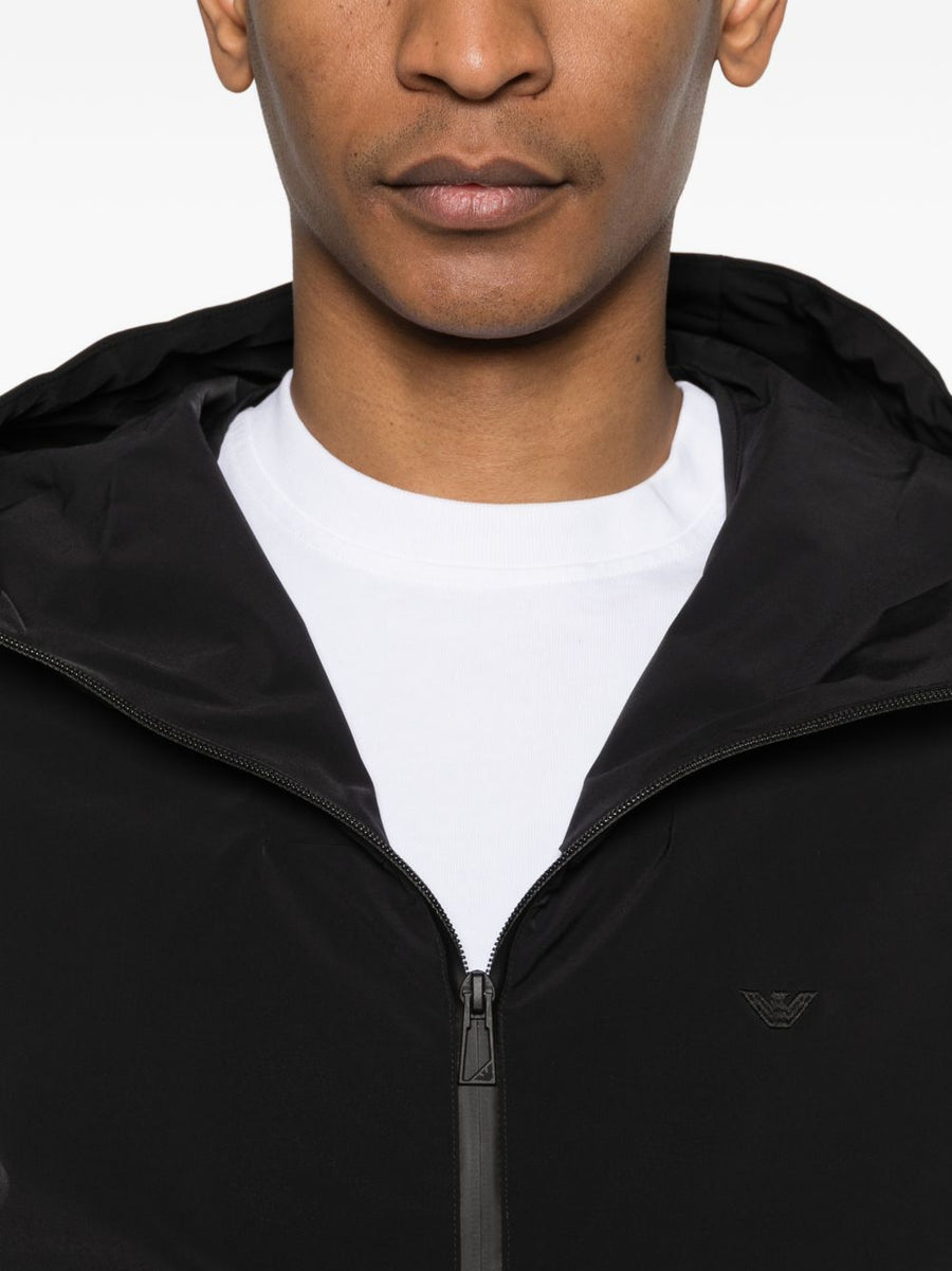 Emporio Armani Mens Hooded Blouson Jacket Black Elastomultiester