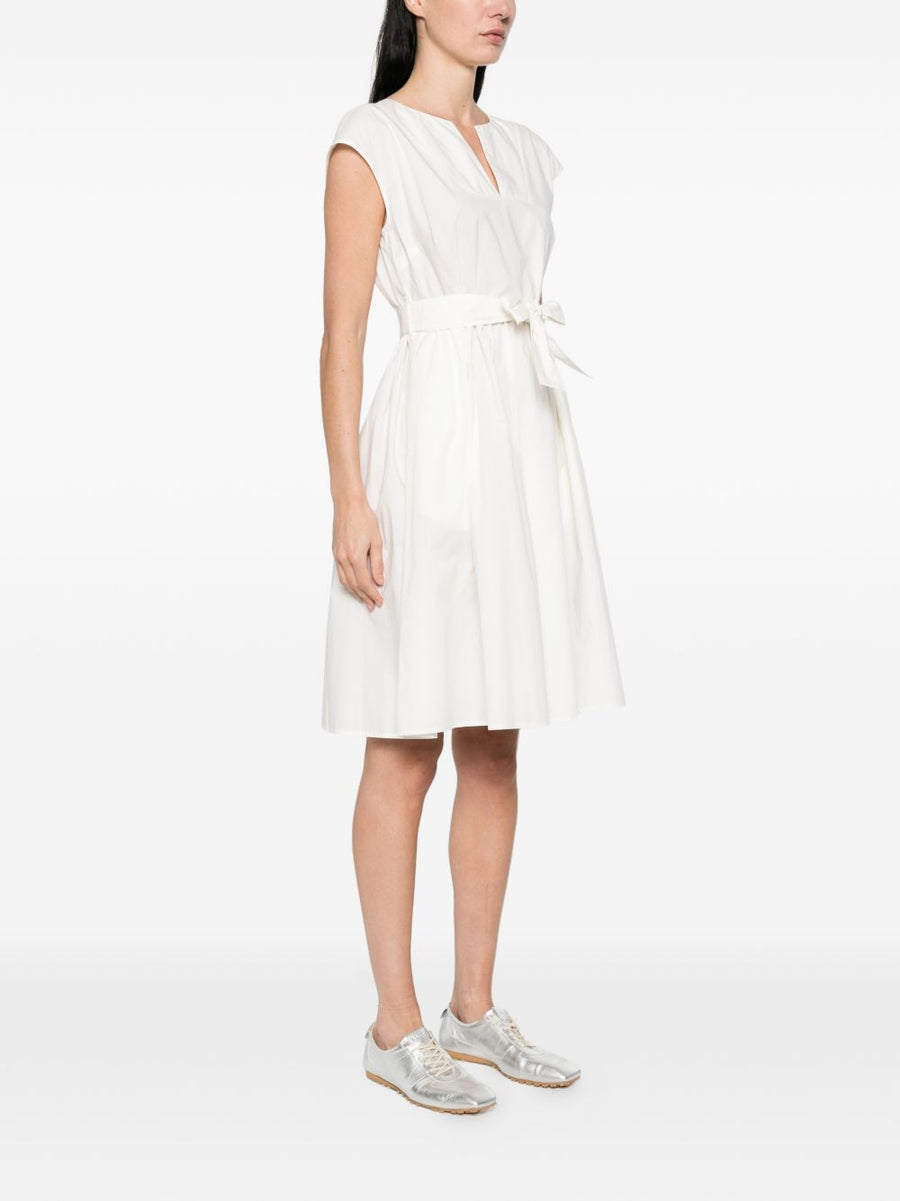 Woolrich Lightweight Cotton Short Dress For Women With V Neck And Bow Detail Summer Ready