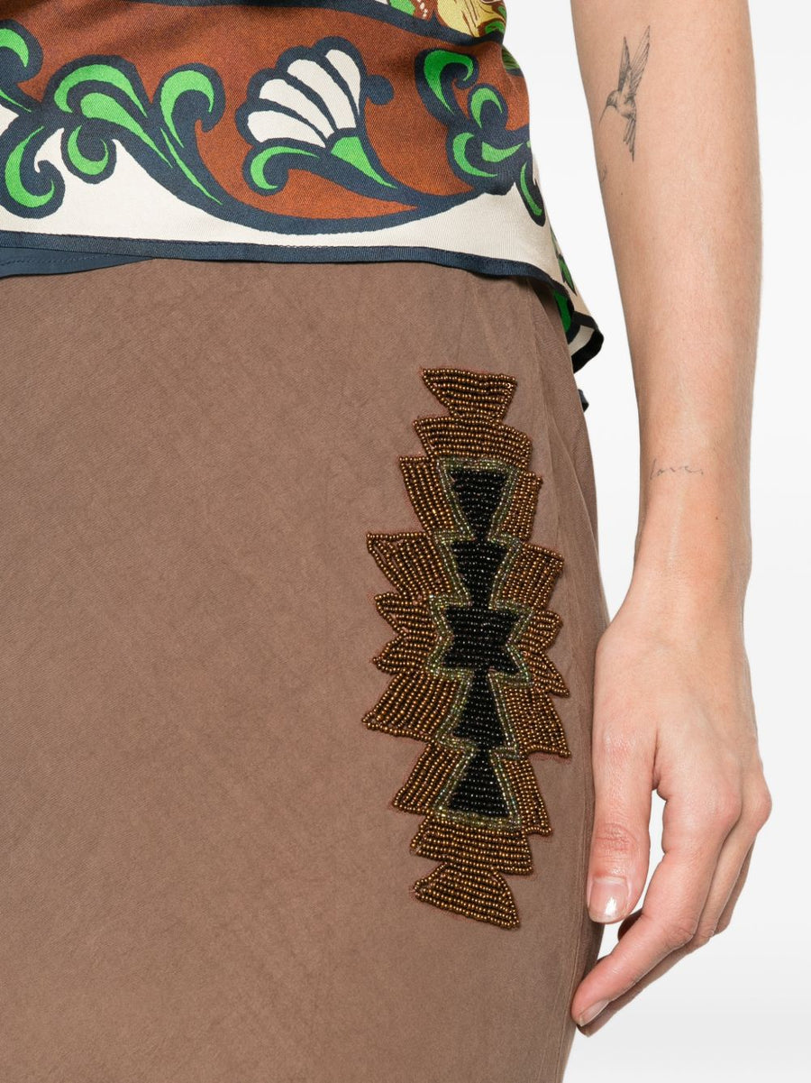 Bazar Deluxe Long Skirt for Women Chic Comfort with Elastic Waistband in Brown 100 Percent TENCEL Wardrobe Staple