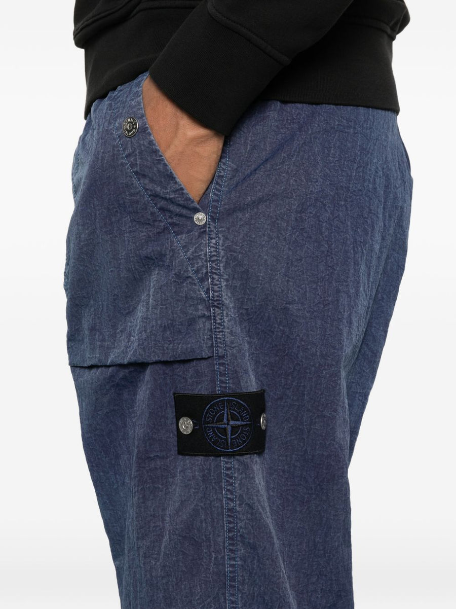Stone Island Navy Loose Fit Jeans For Men With Polyamide Fabric And Logo Detail Patch