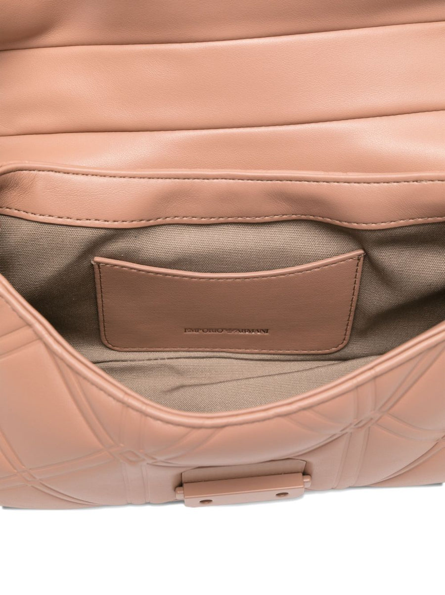 Emporio Armani Beige Leather Medium Shoulder Bag Chain Top Handle