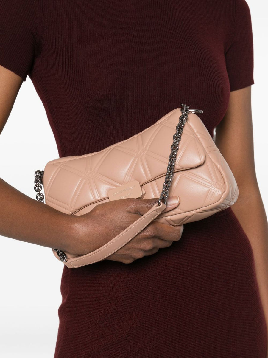 Emporio Armani Beige Leather Medium Shoulder Bag Chain Top Handle