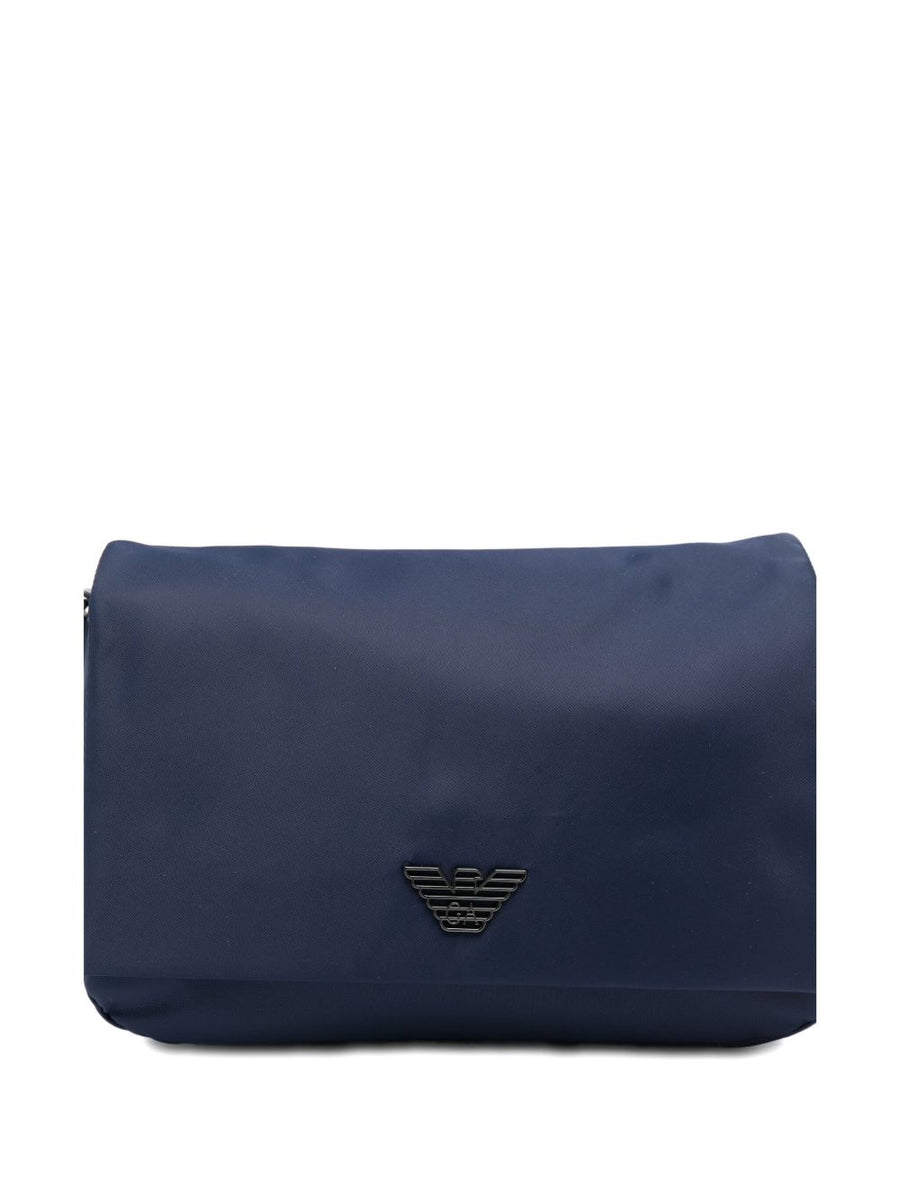 Emporio Armani Exclusive Nylon Crossbody Bag for Men Navy Compact Everyday Carry with Foldover Closure