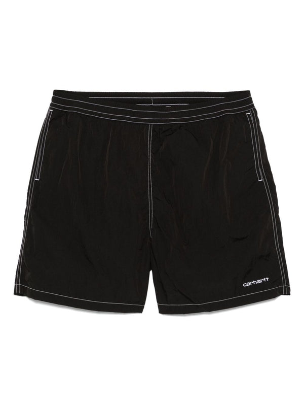 Carhartt WIP Swim Shorts Durable Nylon With Adjustable Drawstring Waist For Men Black Beachwear