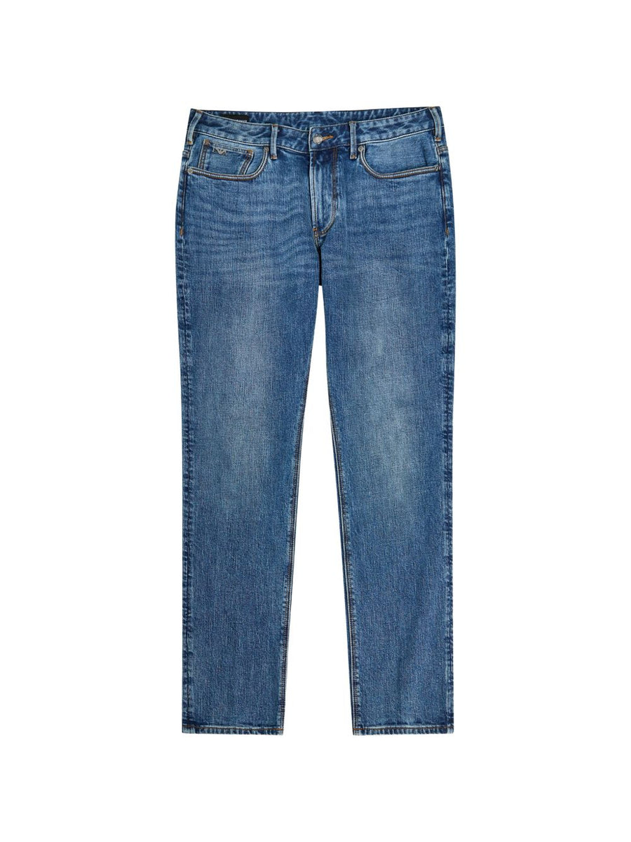 Emporio Armani Navy Denim Jeans Luxury Stretch Cotton For Men Versatile Smart Casual