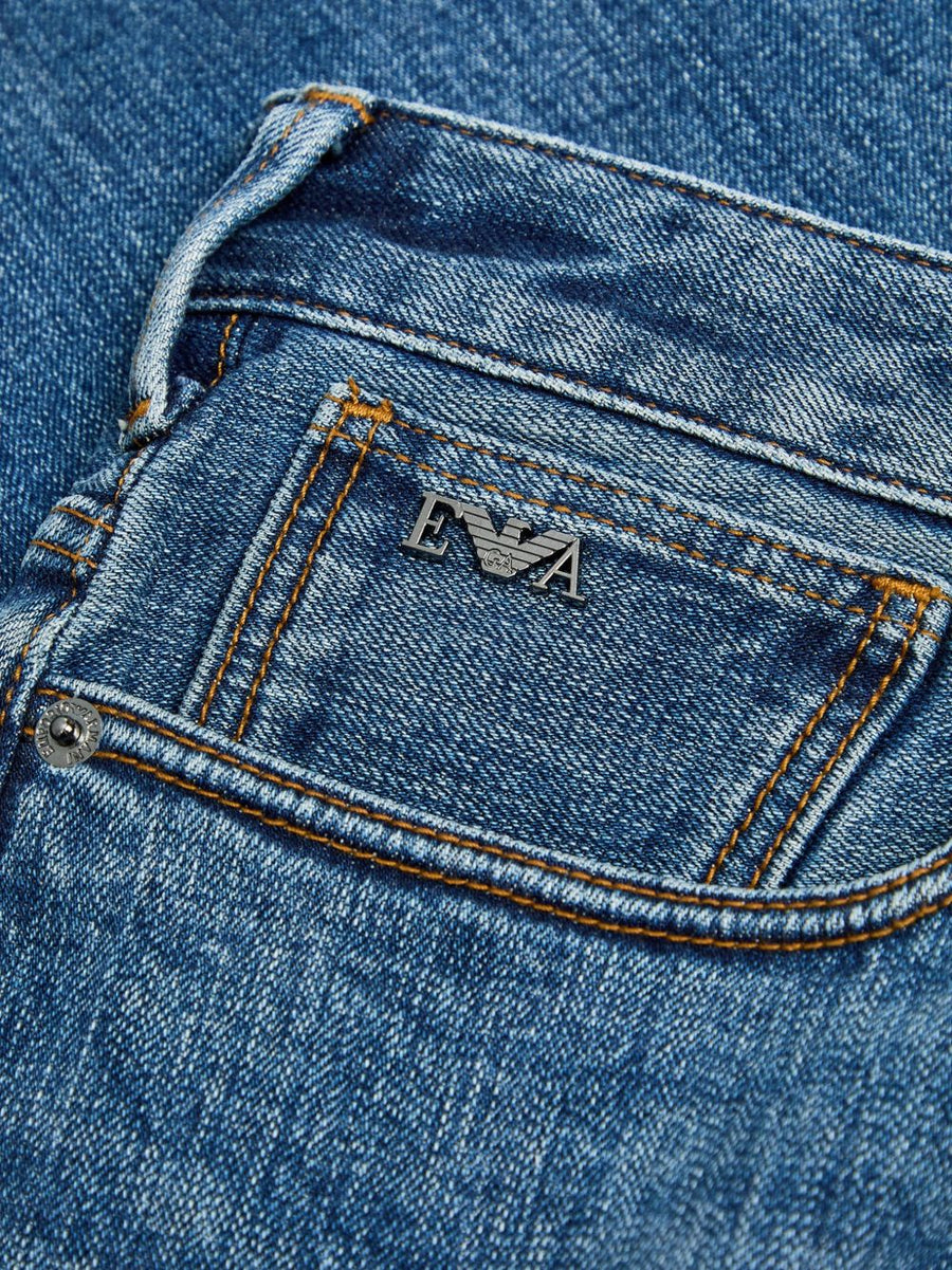 Emporio Armani Navy Denim Jeans Luxury Stretch Cotton For Men Versatile Smart Casual