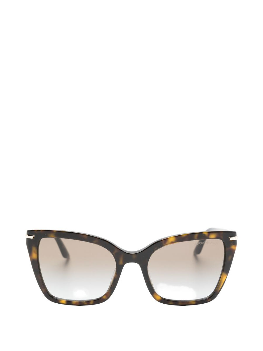 Emporio Armani Womens Geometric Sunglasses With Tinted Lenses And Brown Detail Case Included