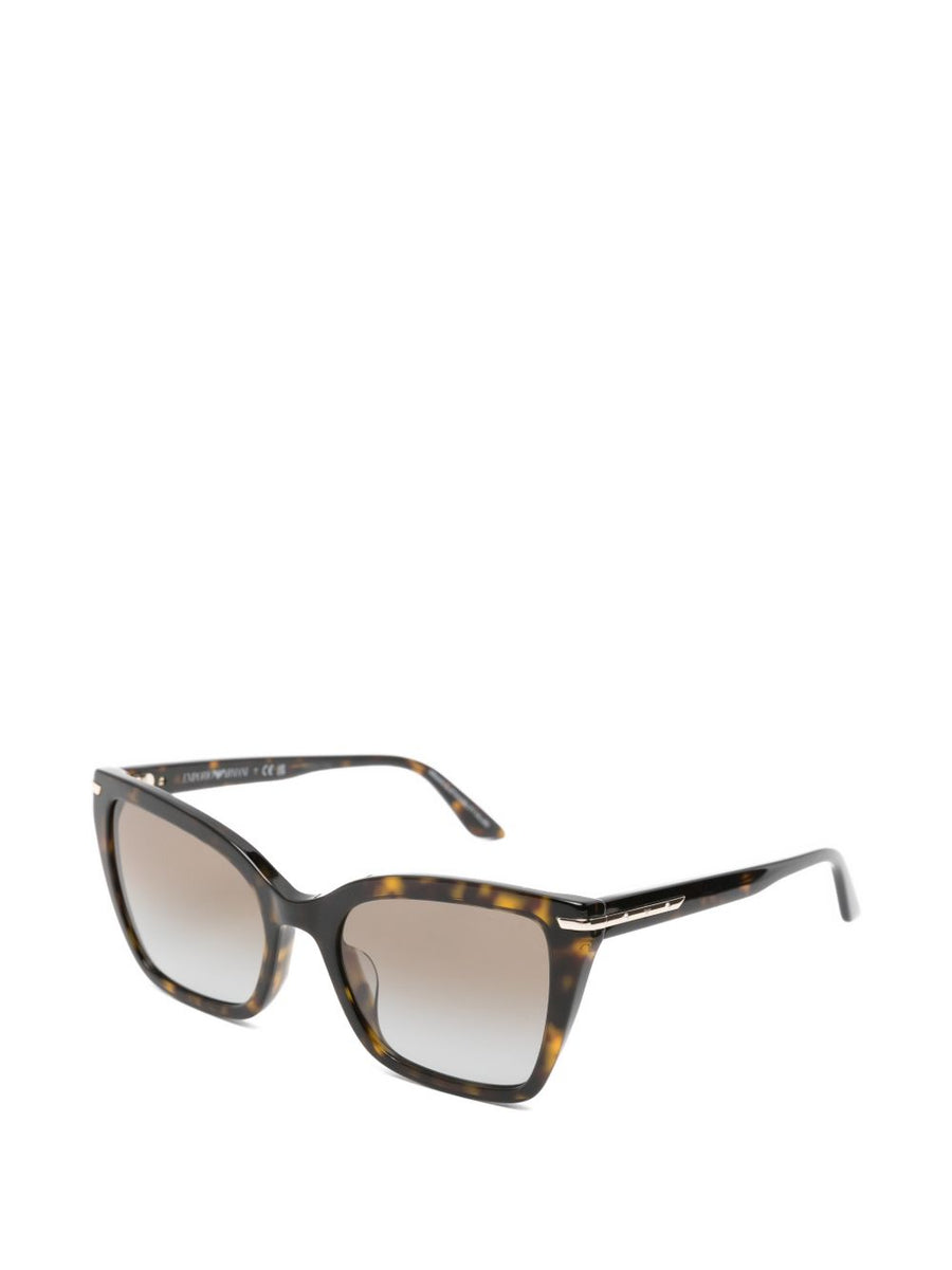 Emporio Armani Womens Geometric Sunglasses With Tinted Lenses And Brown Detail Case Included
