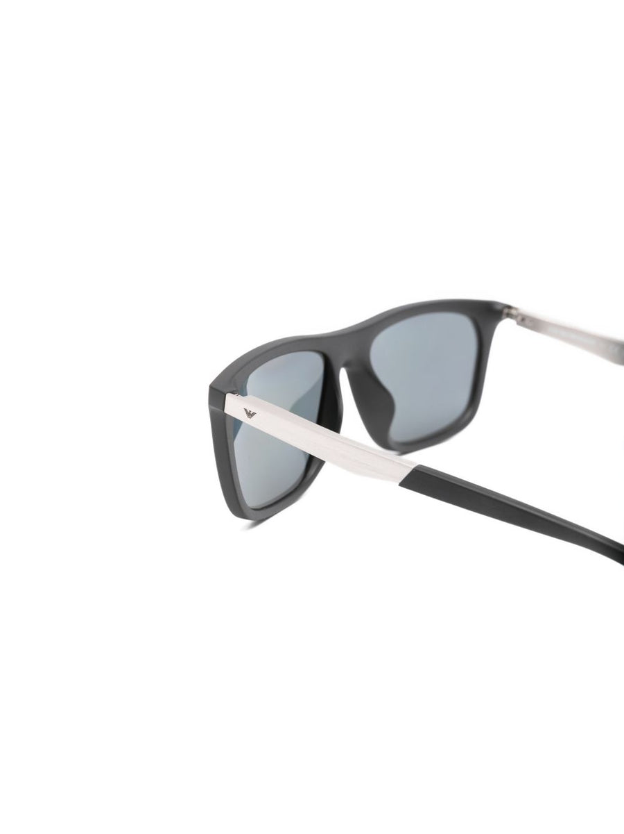 Emporio Armani Sunglasses For Men Rectangular Black Acetate With Tinted Lenses Protective Case Included