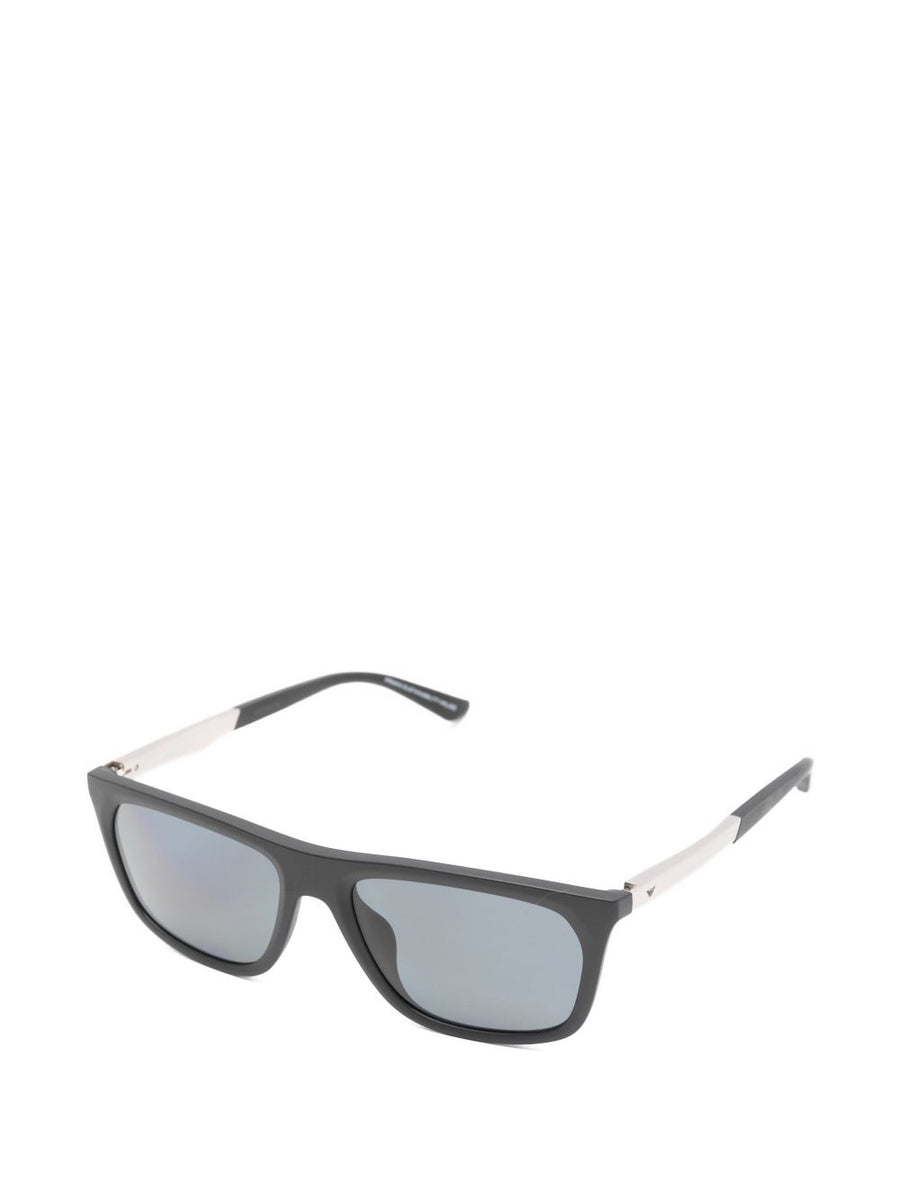 Emporio Armani Sunglasses For Men Rectangular Black Acetate With Tinted Lenses Protective Case Included