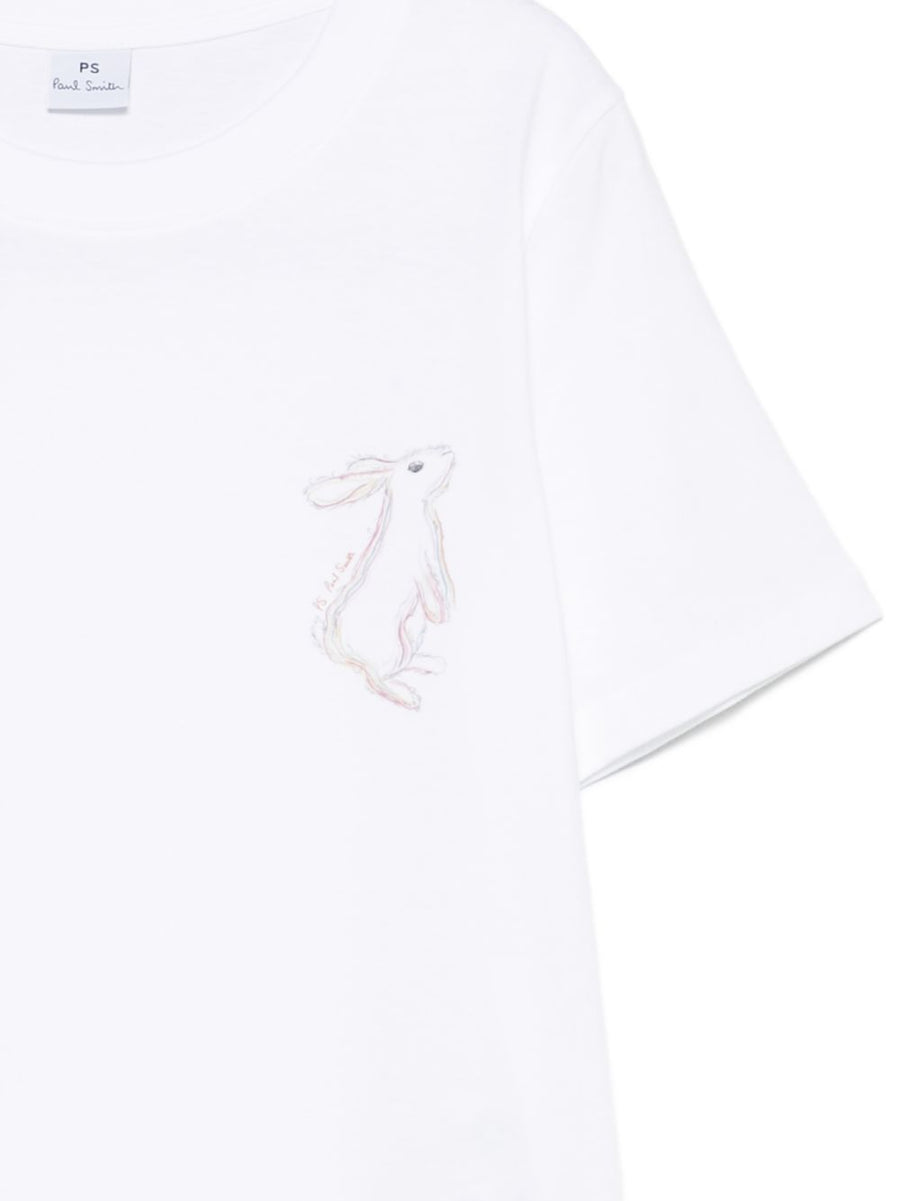 Paul Smith Womens Organic Cotton T Shirt With White Rabbit Print Breathable Comfort Spring Summer