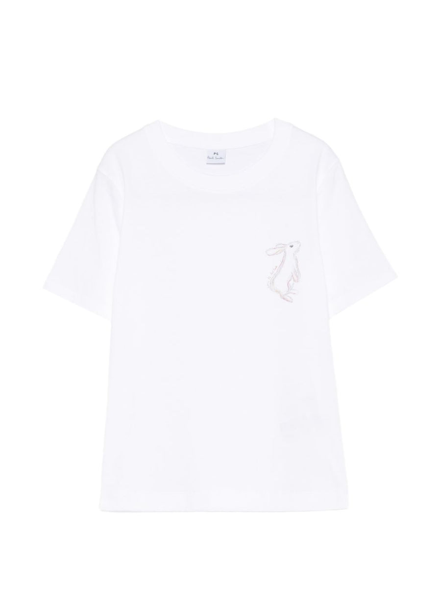 Paul Smith Womens Organic Cotton T Shirt With White Rabbit Print Breathable Comfort Spring Summer