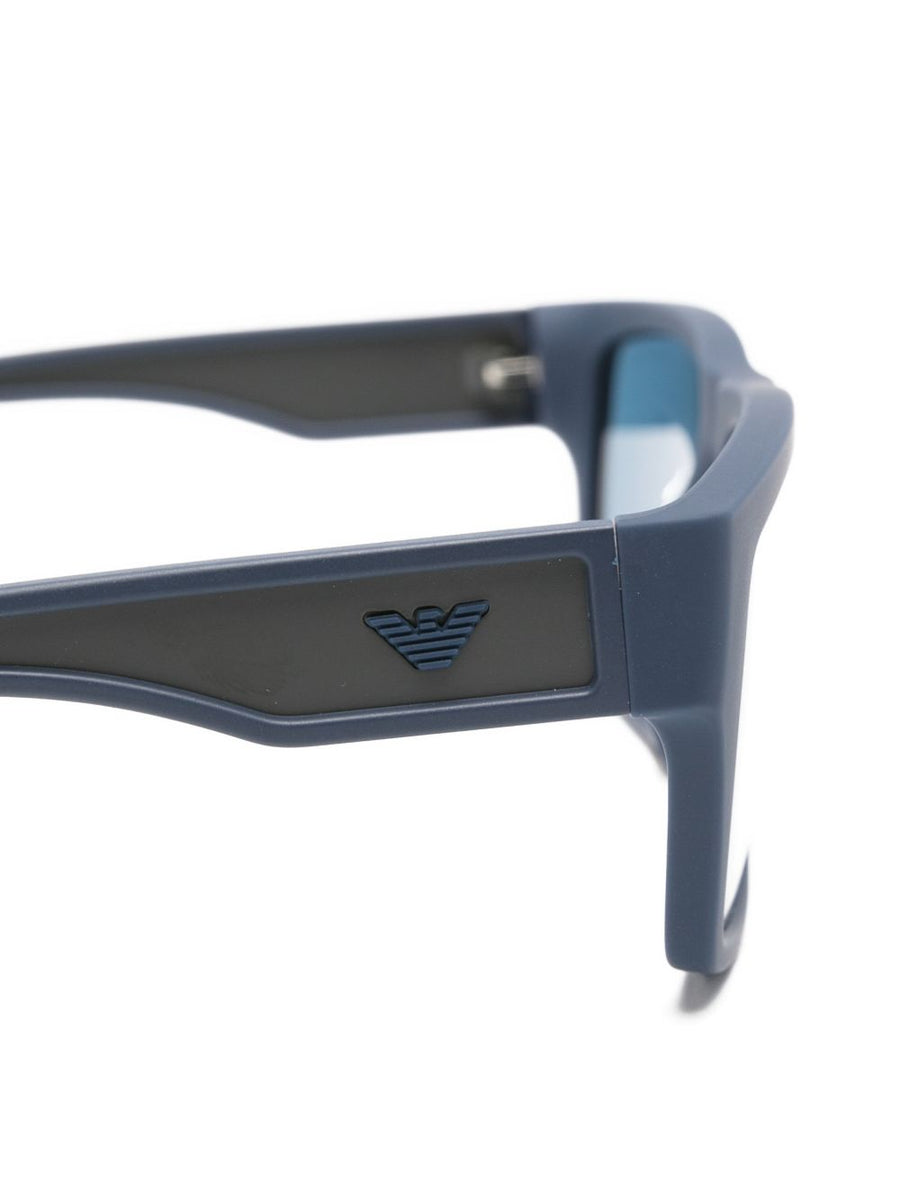 Emporio Armani Navy Acetate Sunglasses With Tinted Lenses Logo Detail For Men Luxury Rectangular Eyewear