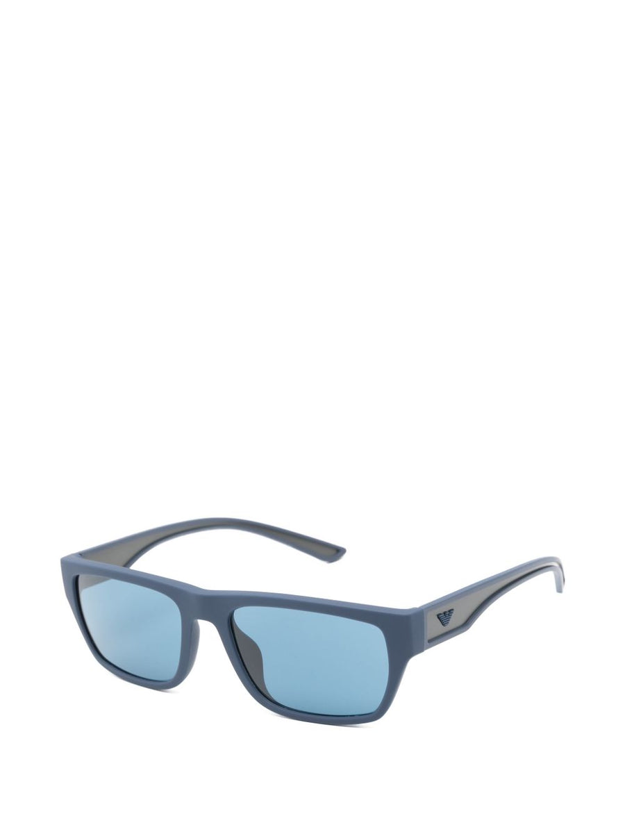 Emporio Armani Navy Acetate Sunglasses With Tinted Lenses Logo Detail For Men Luxury Rectangular Eyewear