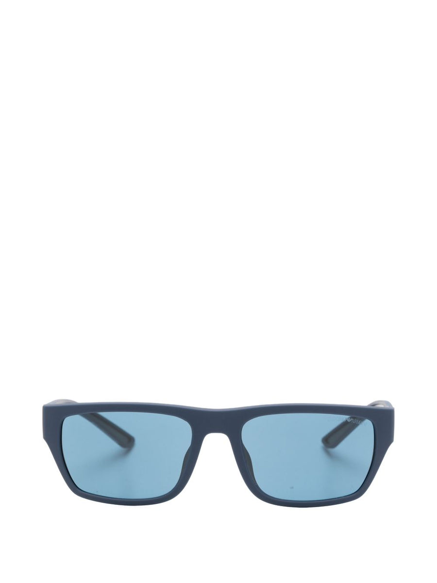Emporio Armani Navy Acetate Sunglasses With Tinted Lenses Logo Detail For Men Luxury Rectangular Eyewear