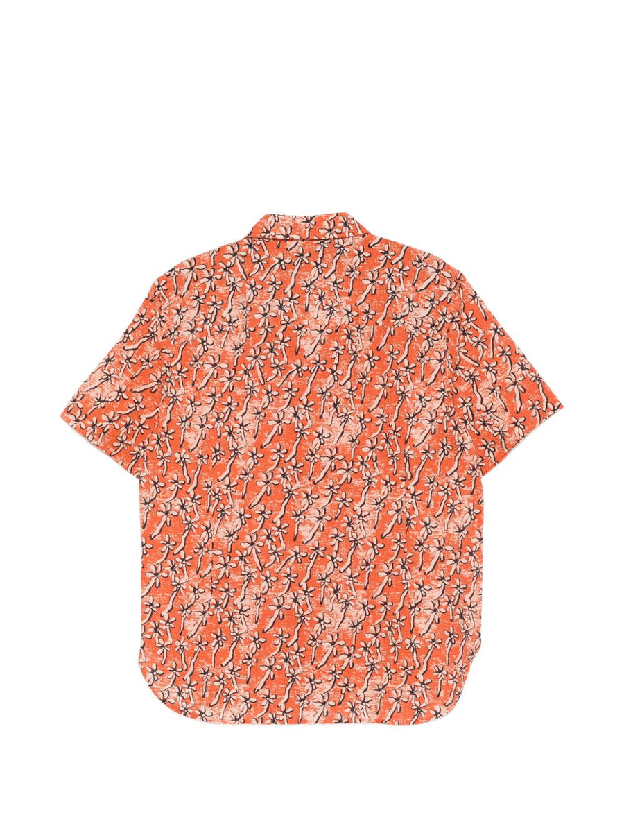 Paul Smith Field Floral Cotton Shirt For Men With Vibrant Orange Floral Print And Resort Ready Comfort