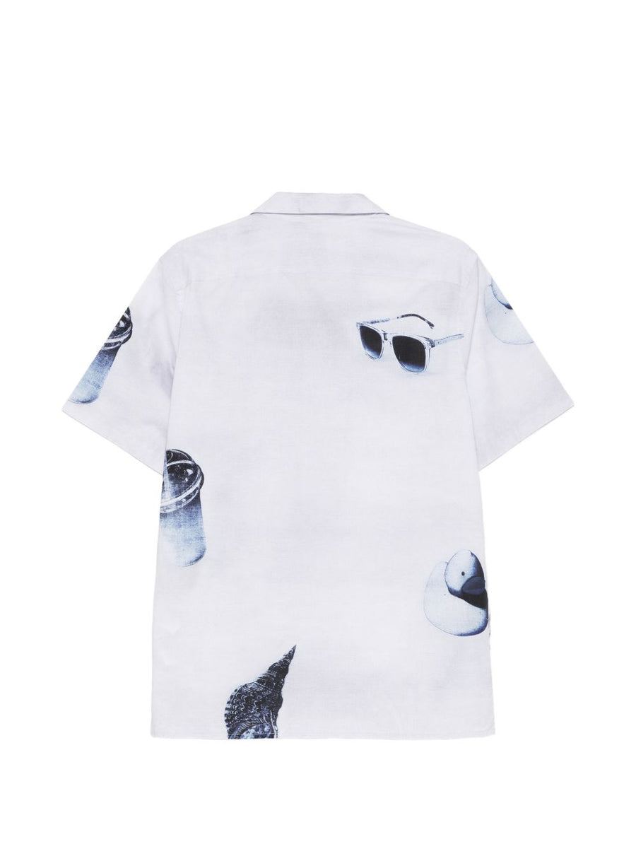 Paul Smith Sunbleached Snaps Cotton Shirt Short Sleeve For Modern Men Breathable Organic Cotton