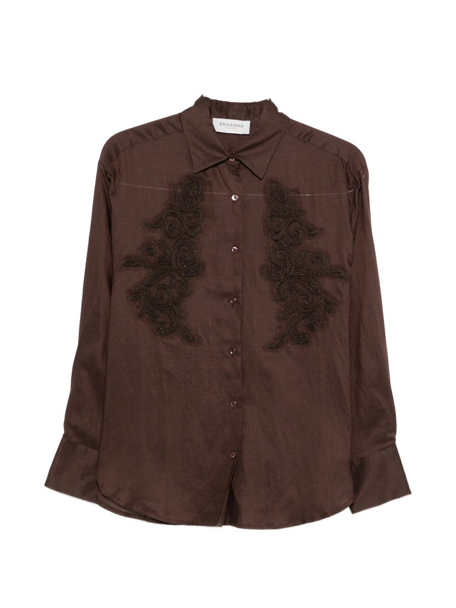 Ermanno Firenze Linen Blend Shirt for Women Elegant Versatile Workwear Essential
