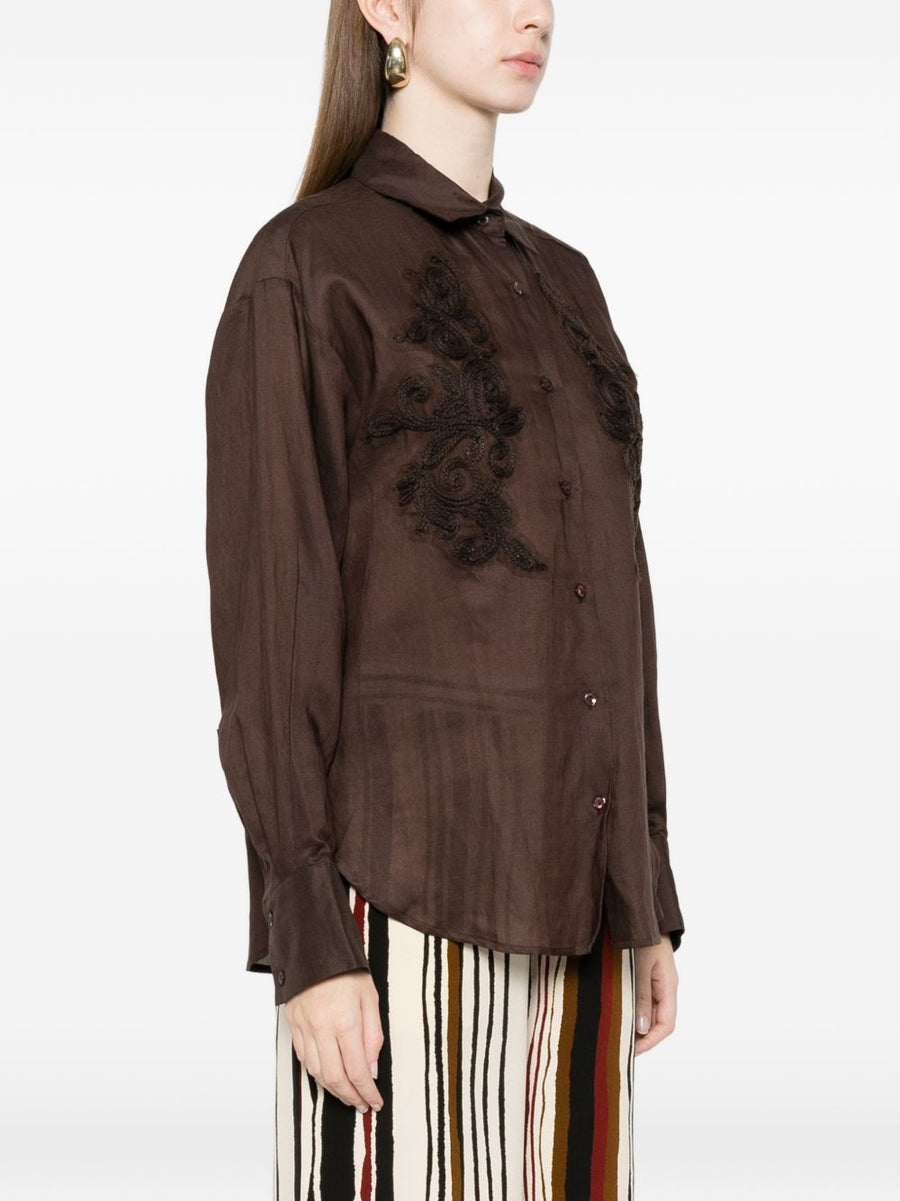 Ermanno Firenze Linen Blend Shirt for Women Elegant Versatile Workwear Essential
